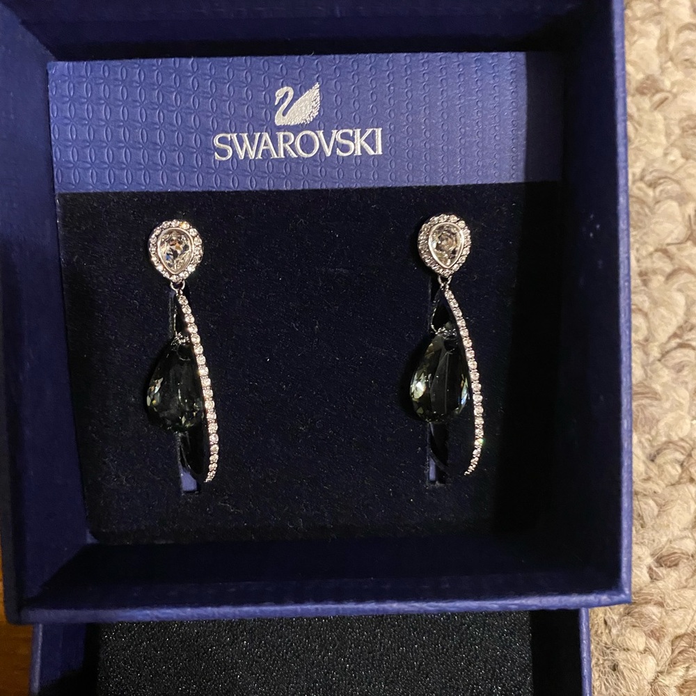 Swarovski hoop earrings.